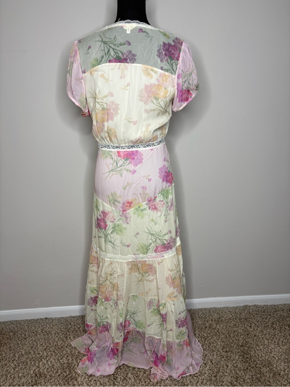 LoveShackFancy Cream Maxi Dress with Lavender Floral Accents - Picture 3 of 3